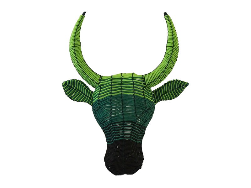 Small Rope Bull Head Wall Hanging Green Ombre